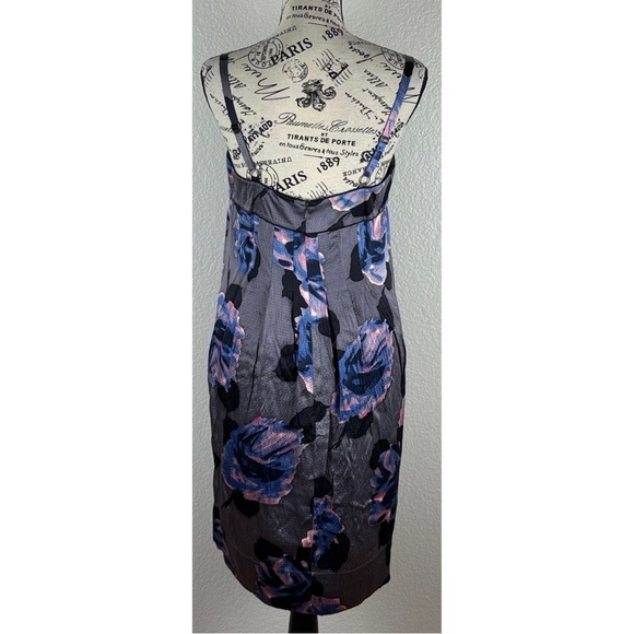 Rebecca Taylor Gray Silk Floral Print Bustier Corset Slip Dress, size 8 - Picture 6 of 10